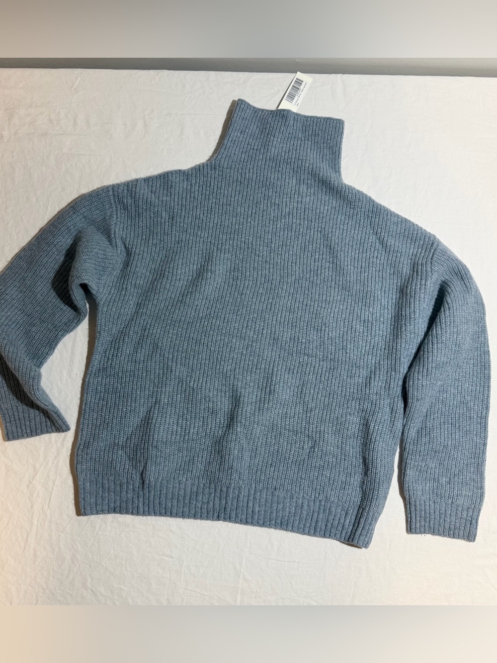 Blue Ribbed 100% wool Sweater
